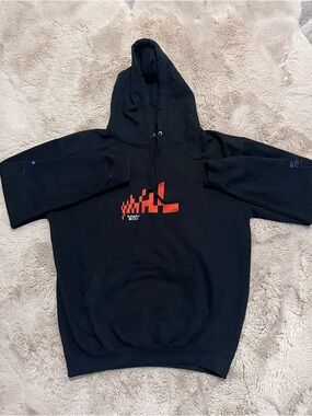 Men's Black Hoodie Jacket with Red Graphic